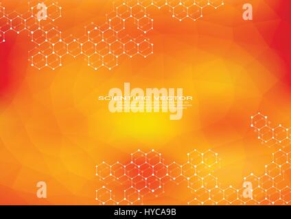 Molécule hexagonale de l'ADN. La structure moléculaire des neurones du système. Composés chimiques et génétiques. La chimie, la médecine, la science et la technologie concept. Fond abstrait géométrique. Vector illustration Illustration de Vecteur