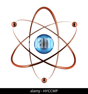 Symbole nucléaire isolé sur le blanc. Rendu 3D illustration. Banque D'Images