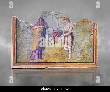 Fresque romaine décoration murale du Villas de Rome. Museo Nazionale Romano ( Musée National Romain), Rome, Italie. Banque D'Images