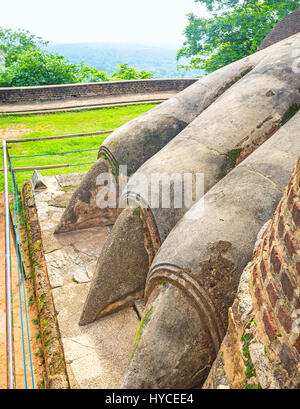La patte du lion de pierre à la porte du Lion de la forteresse de Sigiriya, Sri Lanka. Banque D'Images