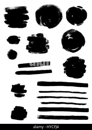 Ensemble d'abstract black ink blots sur fond blanc pour la conception Banque D'Images
