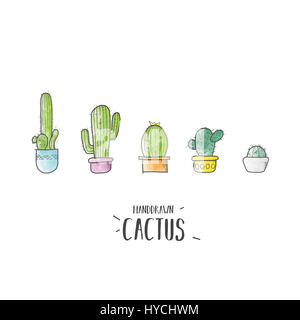 Cute cartoon. cactus cactus en pots. Banque D'Images