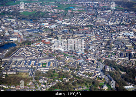 Une vue aérienne de Accrington centre-ville, au nord ouest de l'Angleterre, Royaume-Uni Banque D'Images