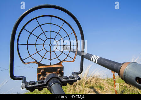 Le canon et la vue d'araignées de Flak 28 / 40 mm Bofors anti-aériens, auto-cannon à Raversyde / Atlantikwall Raversijde Mur de l'Atlantique, Belgique Banque D'Images