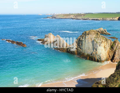 Vue de la plage de en Mexota Tapia de Casariego, Asturias - Espagne Banque D'Images