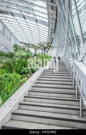 Escalier le long du côté de la Sky Gardens au bâtiment de talkie-walkie, 20 Fenchurch Street, City of London, en Angleterre. Banque D'Images