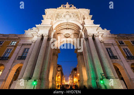 Rua Augusta Arch sur Plaza de Commerce à Lisbonne. Lisbonne, Portugal. Banque D'Images