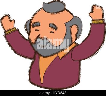 Grand-père aîné adultes icône cartoon vector illustration graphic design Illustration de Vecteur