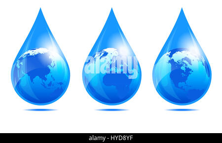 Goutte d'eau Monde, Monde dans une goutte d'eau Banque D'Images