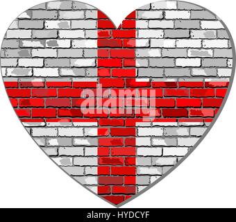 Drapeau de l'Angleterre sur un mur de briques en forme de coeur - Illustration, d'un drapeau de l'Angleterre en brique, de style Abstract grunge drapeau anglais Illustration de Vecteur