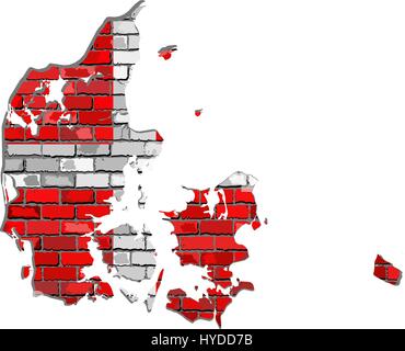 Danemark carte sur un mur - illustration, la carte de la France avec l'intérieur du pavillon, danois carte sur un mur de briques Illustration de Vecteur