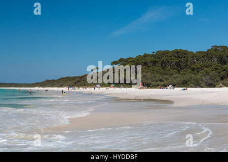 Le sable blanc à Hyams Beach dans Jervis Bay, Australie Banque D'Images