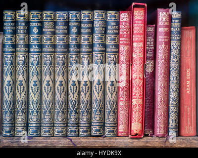 Romans classiques assortis par RL Stevenson, Kipling, HG Wells, Thomas Hardy et George Eliot, Banque D'Images