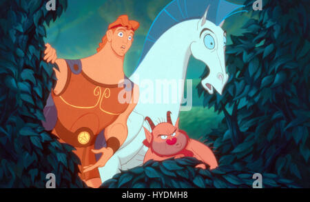 Hercules, USA 1997, Regie : Ron Clements, John Musker, Szenenfoto mit Hercule, Philoctète und Pegasus Banque D'Images