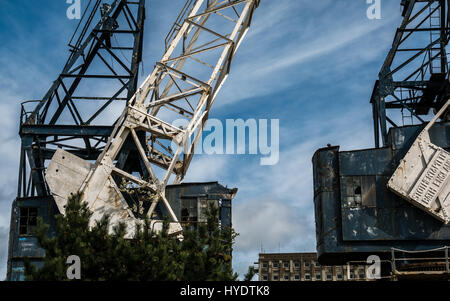 Les grues à quai de Stothert et Pitt, Leith Docks, Leith, Édimbourg, Écosse, Royaume-Uni, ont été détruites Banque D'Images