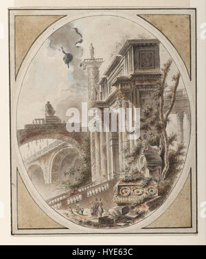 « Fantasy of an architectural Ruin » de Jean Henry Alexandre Pernet explore la représentation romancée de l'architecture délabrée, reflétant les thèmes de la ruine et de la nostalgie au XIXe siècle Banque D'Images