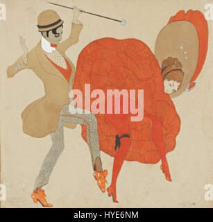 'Cancan' de Leo Rauth représente la danse française animée et énergique connue pour ses coups de pied élevés et ses mouvements vibrants. La peinture capture le mouvement dynamique et l'atmosphère exubérante de la danse, célébrant la culture du divertissement français du XIXe siècle. Banque D'Images