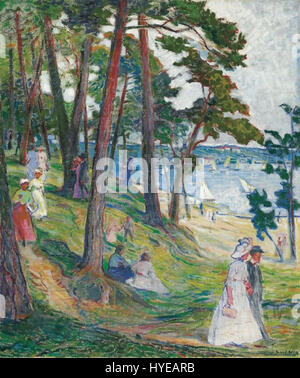 Ce titre fait probablement référence à un paysage ou à une scène aquatique mettant en vedette le Wannsee, un lac à Berlin, en Allemagne. Le travail peut capturer l'environnement paisible et la beauté naturelle de la région, en mettant l'accent sur l'eau, la nature environnante et les reflets dans le lac. Banque D'Images