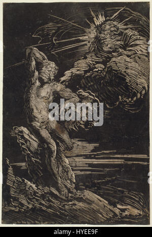 La Création d'Adam, un monotype de Giovanni Benedetto Castiglione, un artiste italien, créé vers 1642. Banque D'Images