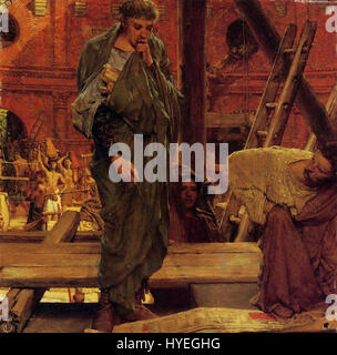 Lawrence Alma-Tadema était un peintre victorien renommé connu pour ses scènes classiques et historiques. Cette œuvre particulière met en valeur sa maîtrise de la représentation des cultures anciennes avec des détails et des couleurs riches. Banque D'Images