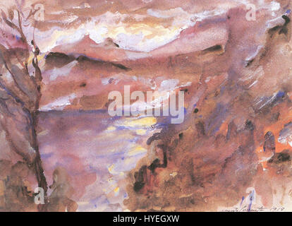 Le Walchensee de Lovis Corinth de 1919 représente la beauté sereine du lac Walchensee en Allemagne. Connu pour son style expressionniste, le travail de Corinthe combine des couleurs vives avec des paysages naturels, capturant à la fois le calme de la nature et la profondeur émotionnelle. Banque D'Images