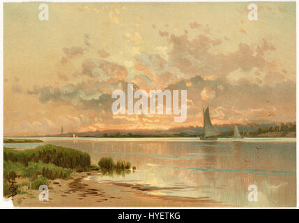 « Sunset, Shinnecock Bay 2 » est un tableau conservé dans la bibliothèque publique de Boston, représentant un coucher de soleil tranquille sur la baie de Shinnecock, mettant en valeur la beauté sereine du paysage naturel. Banque D'Images