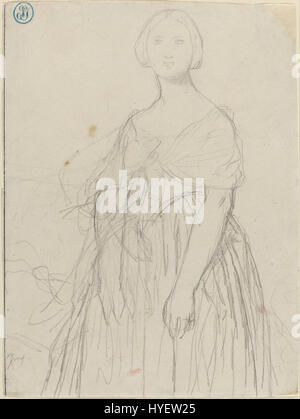 Jean Auguste Dominique Ingres 'Sketch for Madame Moitessier' est un dessin préparatoire à son célèbre portrait de Madame Moitessier. Le croquis met en valeur l'approche méticuleuse d'Ingres en matière de composition et de portrait. Banque D'Images