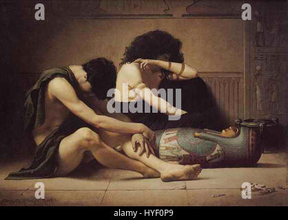 La « Lamentation » de Pearce est une sombre peinture représentant le deuil du corps du Christ après la crucifixion. Les figures de l'œuvre sont montrées dans divers états de chagrin, capturant la profondeur de la tristesse et l'impact émotionnel de ce moment biblique. Banque D'Images