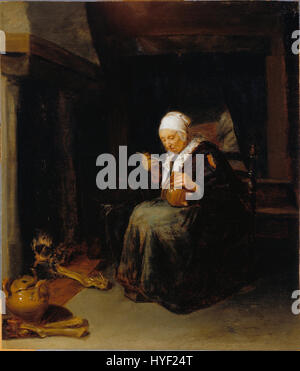 Quiringh Van Brekelenkam, Old Woman Eating Google Art Project Banque D'Images