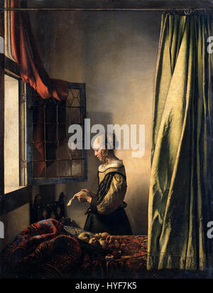 Johannes Vermeer Jeune fille lisant une lettre par une fenêtre ouverte Google Art Project Banque D'Images
