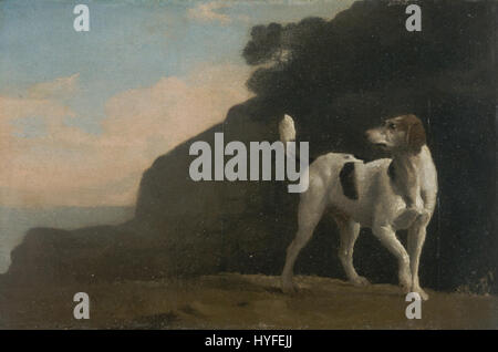 La peinture de George Stubbs 'Foxhound' met en valeur les caractéristiques de chasse de la race, en se concentrant sur la posture et l'énergie du chien, caractéristiques des études animales détaillées de Stubbs. Banque D'Images