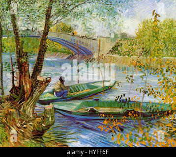 La pêche au printemps, pont de Clichy 1887 Vincent van Gogh Banque D'Images