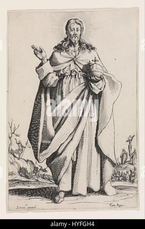 *Christ* de Jacques Callot est une puissante gravure représentant la figure de Jésus Christ dans un moment de réflexion spirituelle. L’œuvre est connue pour ses détails complexes et sa profondeur émotionnelle, mettant en valeur la maîtrise de Callot de la technique de gravure. Banque D'Images