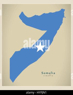 Carte moderne - drapeau de la Somalie afin de couleur Illustration de Vecteur