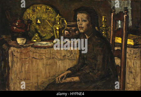 « Oudhedenstalletje » (étal d'antiquités) de Suze Robertson donne un aperçu de la collection d'antiquités dans un cadre rural néerlandais. La peinture transmet le charme et la simplicité de la vie en Hollande du XIXe siècle avec un accent sur les objets anciens et la vie rustique. Banque D'Images