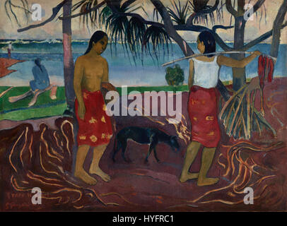 « I Raro te Oviri » (1891) de Paul Gauguin représente une figure symbolique dans son style post-impressionniste caractéristique, combinant les influences tahitiennes avec son approche unique de la couleur et de la forme. L’œuvre reflète l’exploration du Pacifique par Gauguin, en particulier son accent sur la culture et la spiritualité indigènes. Banque D'Images