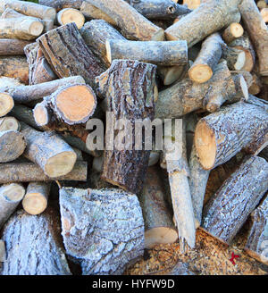 Une pile de bois recouvert de givre Banque D'Images