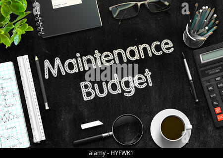 Budget de maintenance - Texte noir sur le tableau. Le Rendu 3D. Banque D'Images