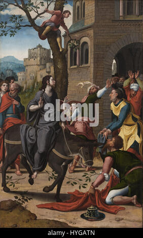 « Entrée dans Jérusalem » de Pieter Coecke van Aelst est une tapisserie flamande détaillée du XVIe siècle représentant la scène biblique de l'entrée du Christ dans la ville. Connu pour ses détails complexes, il capture le moment dramatique de l'histoire religieuse. Banque D'Images