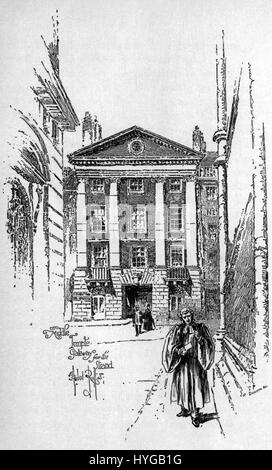 La représentation de Herbert Railton de la porte du Middle Temple depuis le Strand met en valeur l'architecture historique de Londres. Cette œuvre se concentre sur le design emblématique de la passerelle, capturant sa structure détaillée et l'environnement environnant de l'époque. Banque D'Images