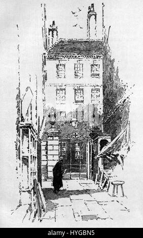 « Gateway to Middle Temple » d’Herbert Railton est une illustration architecturale capturant l’entrée emblématique du Middle Temple à Londres. Connue pour son importance historique, l’œuvre met en valeur la structure et le design détaillés de l’entrée, mettant en valeur l’habileté de Railton à rendre de beaux éléments architecturaux. Banque D'Images