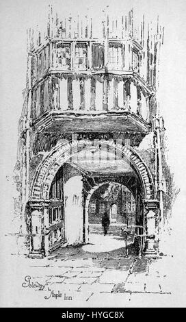 La représentation de Herbert Railton du Gateway of Staple Inn capture une vue détaillée de l'entrée historique de l'un des bâtiments les plus emblématiques de Londres. Connu pour sa précision architecturale, le travail de Railton met en valeur la beauté et la structure de cette porte médiévale. Banque D'Images