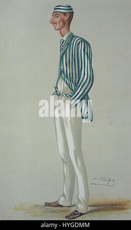 Frederick Robert "Fred" Spofforth, le joueur de cricket australien, dans une caricature de Leslie Ward, publiée dans Vanity Fair le 13 juillet 1878, surnommé "The Demon Bowler". Banque D'Images