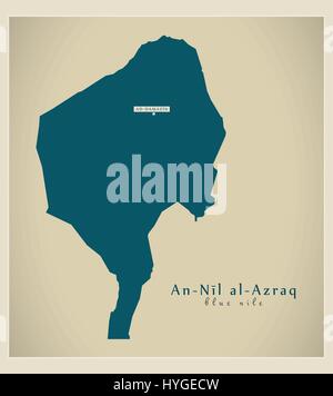Carte moderne - An-Nil al-SD d'Azraq Illustration de Vecteur