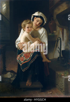 William Adolphe Bouguereau (1825 1905) jeune mère contemplant son enfant (1871) Banque D'Images