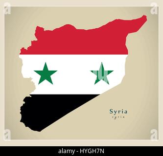 Carte moderne - couleur du drapeau de la Syrie SY Illustration de Vecteur