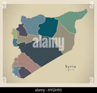 Carte moderne - la Syrie avec des gouvernorats SY Illustration de Vecteur