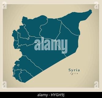 Carte moderne - avec la Syrie SY gouvernorats Illustration de Vecteur