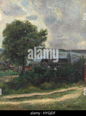 Rouen, L'Eglise Saint Ouen (1884) de Paul Gauguin représente la grande architecture de l'église Saint Ouen à Rouen, en France. La peinture met en valeur le style distinctif de Gauguin, mêlant des éléments réalistes et symboliques dans sa représentation de la structure et des environs de l'église. Banque D'Images