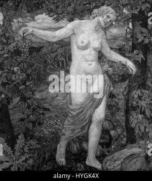 Karel Spillar (1871-1939) était un peintre tchèque connu pour son travail au début du XXe siècle. Sa peinture intitulée 'Pomona' représente la déesse classique de l'abondance et de la moisson dans la mythologie romaine. La pièce met en lumière l'accent mis par Spillar sur des thèmes allégoriques et mythologiques, mêlant réalisme et éléments symboliques. Banque D'Images